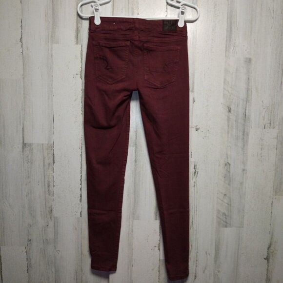 American Eagle Next Level Stretch Jegging Size 0 Burgundy - Picture 6 of 10